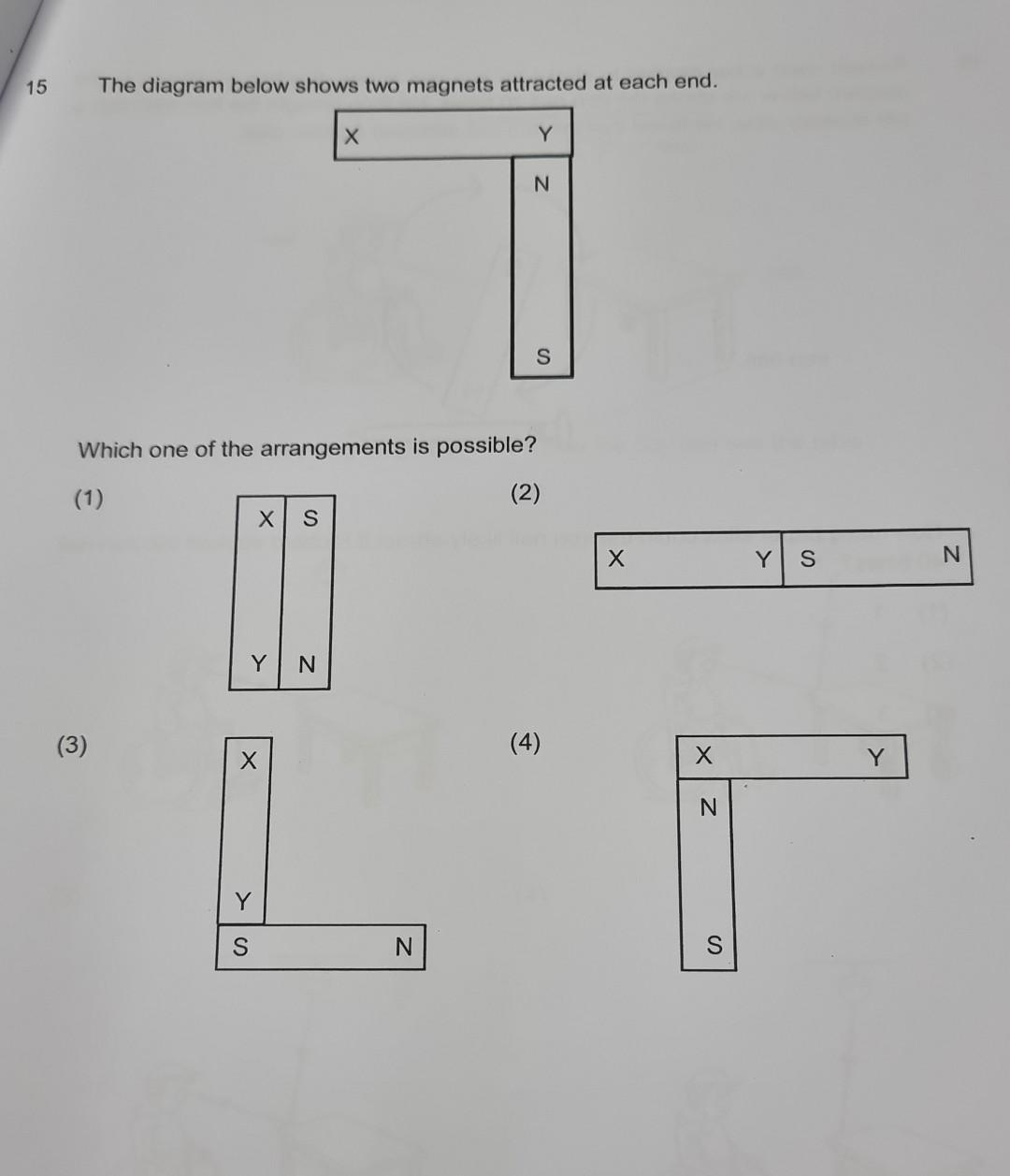 Solved 5 The diagram below shows two magnets attracted at | Chegg.com