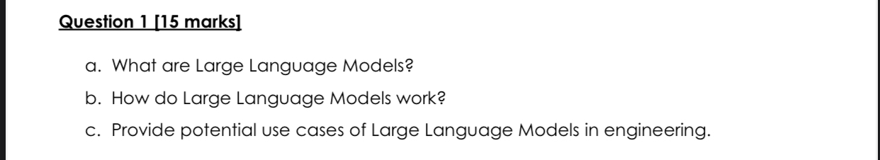 Question 1 ﻿a. ﻿What Are Large Language Models?b. | Chegg.com