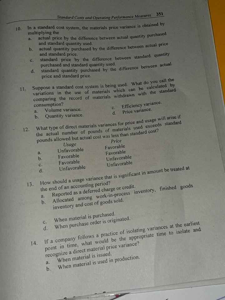 Solved 350 c. d. 5. 6. Chapter 10 All variances from | Chegg.com