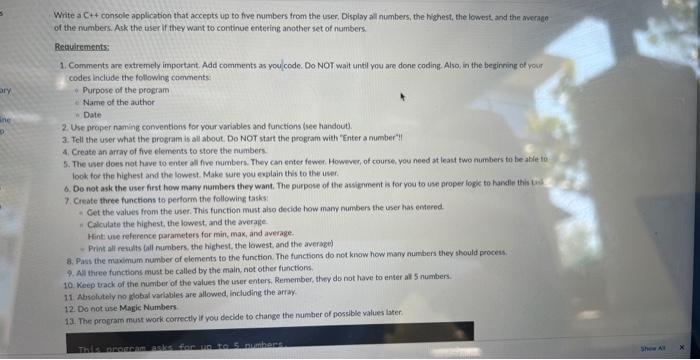 Solved Write a C+t console application that accepts up to | Chegg.com