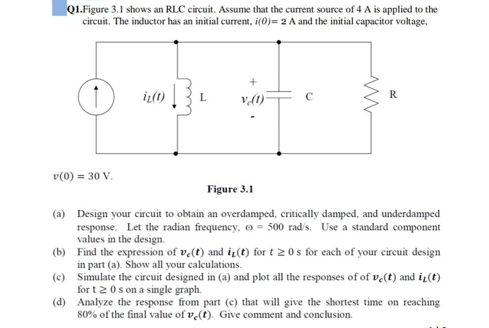 Solved Q1.Figure 3.1 shows an RLC circuit. Assume that the | Chegg.com