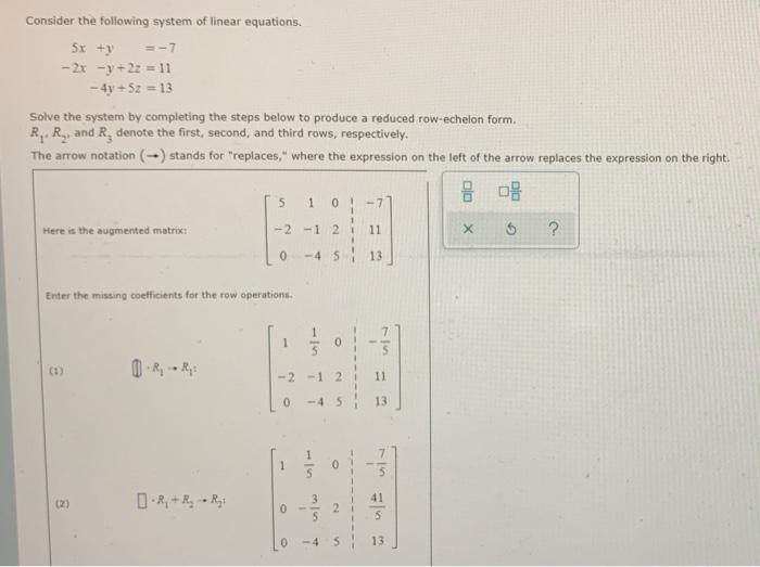 Solved Consider the following system of linear equations. 5x | Chegg.com