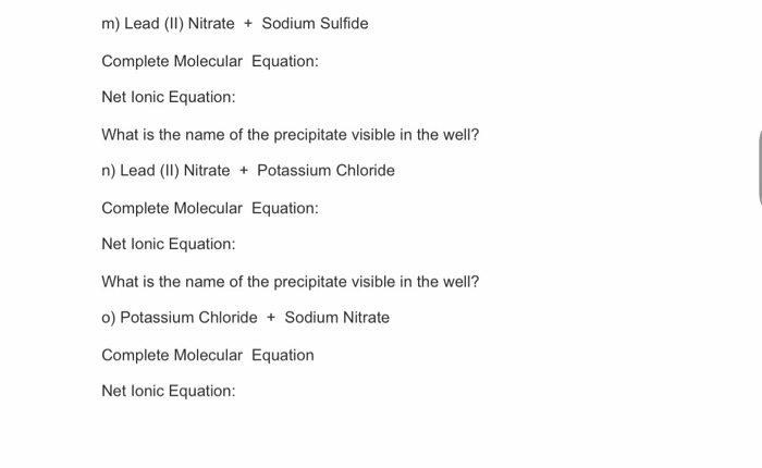 Lead Nitrate Sodium Sulfide Molecular Equation