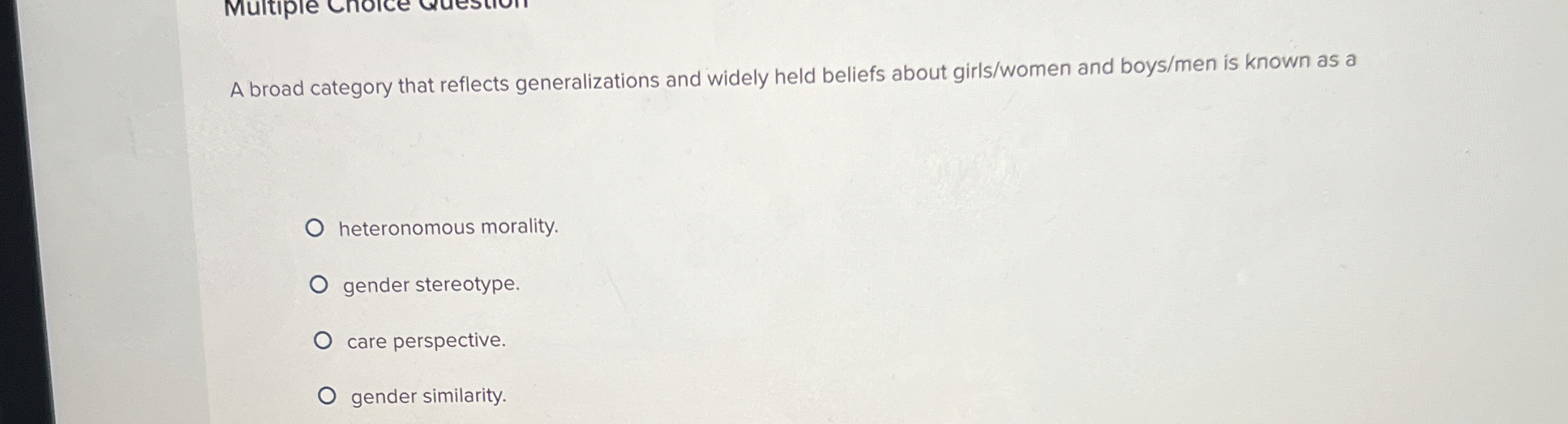 Solved A broad category that reflects generalizations and | Chegg.com