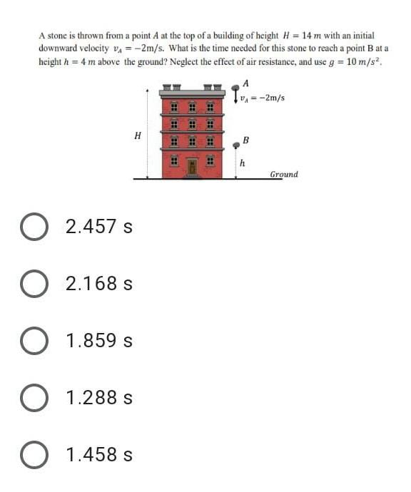 Solved A stone is thrown from a point A at the top of a | Chegg.com