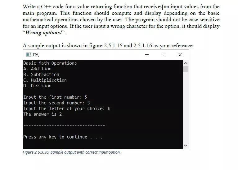 Solved Write a C++ code for a value returning function that | Chegg.com