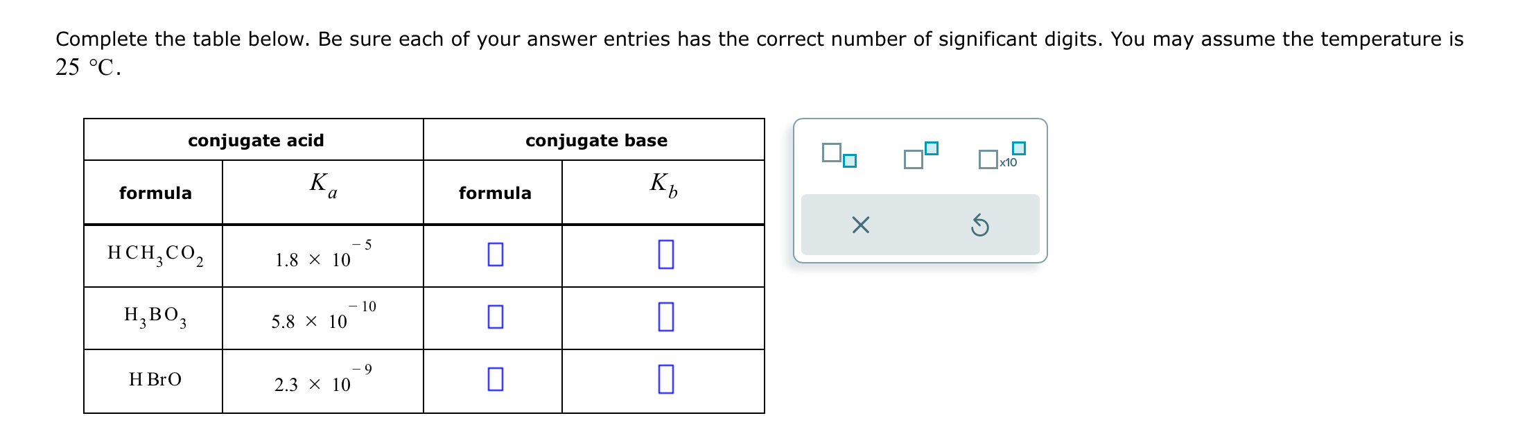 Solved Complete the table below. Be sure each of your answer | Chegg.com