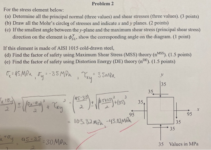 Solved Problem 2 For the stress element below: (a) Determine | Chegg.com