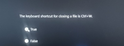 the keyboard shortcut for closing a file is ctrl w