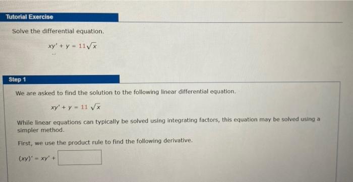 Solved Tutorial Exercise Solve The Differential Equation 0569