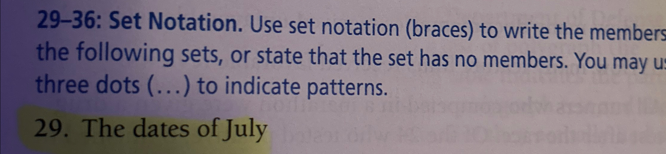 Solved 29-36: Set Notation. Use set notation (braces) ﻿to | Chegg.com
