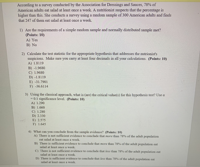 Solved According to a survey conducted by the Association | Chegg.com