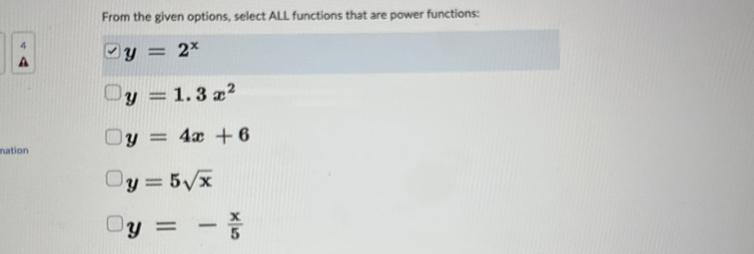 Solved From the given options, select ALL functions that are | Chegg.com