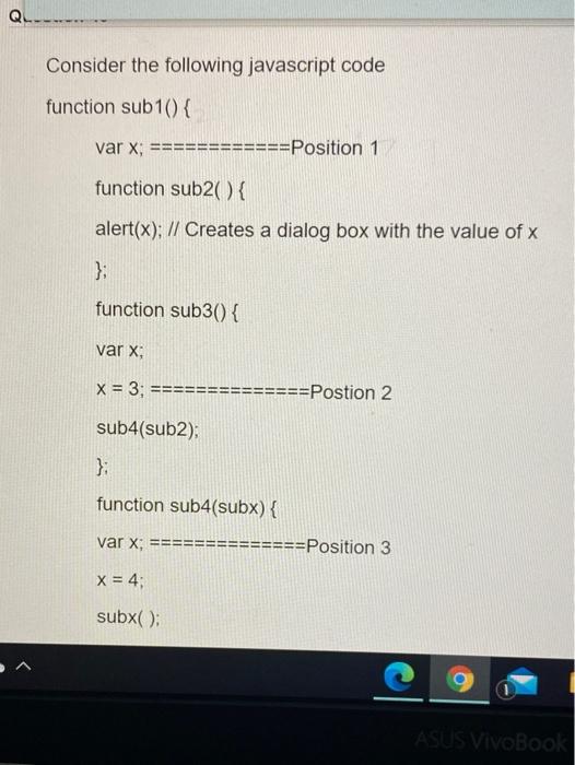 Solved Q Consider The Following Javascript Code Function | Chegg.com