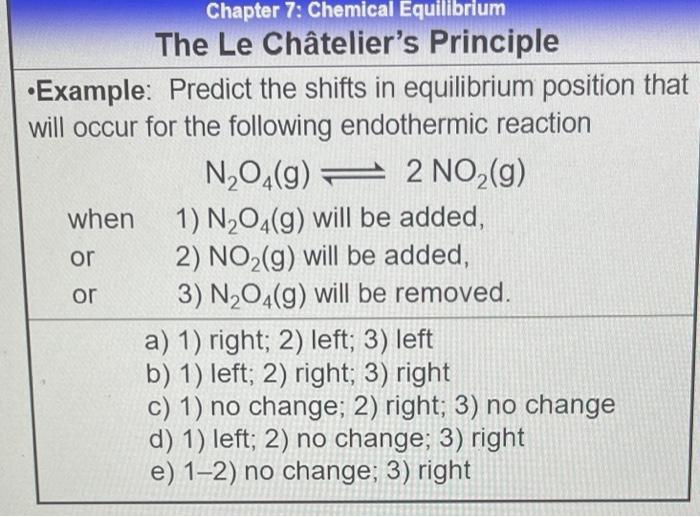 Solved Chapter 7: Chemical Equilibrium The Le Châtelier's | Chegg.com