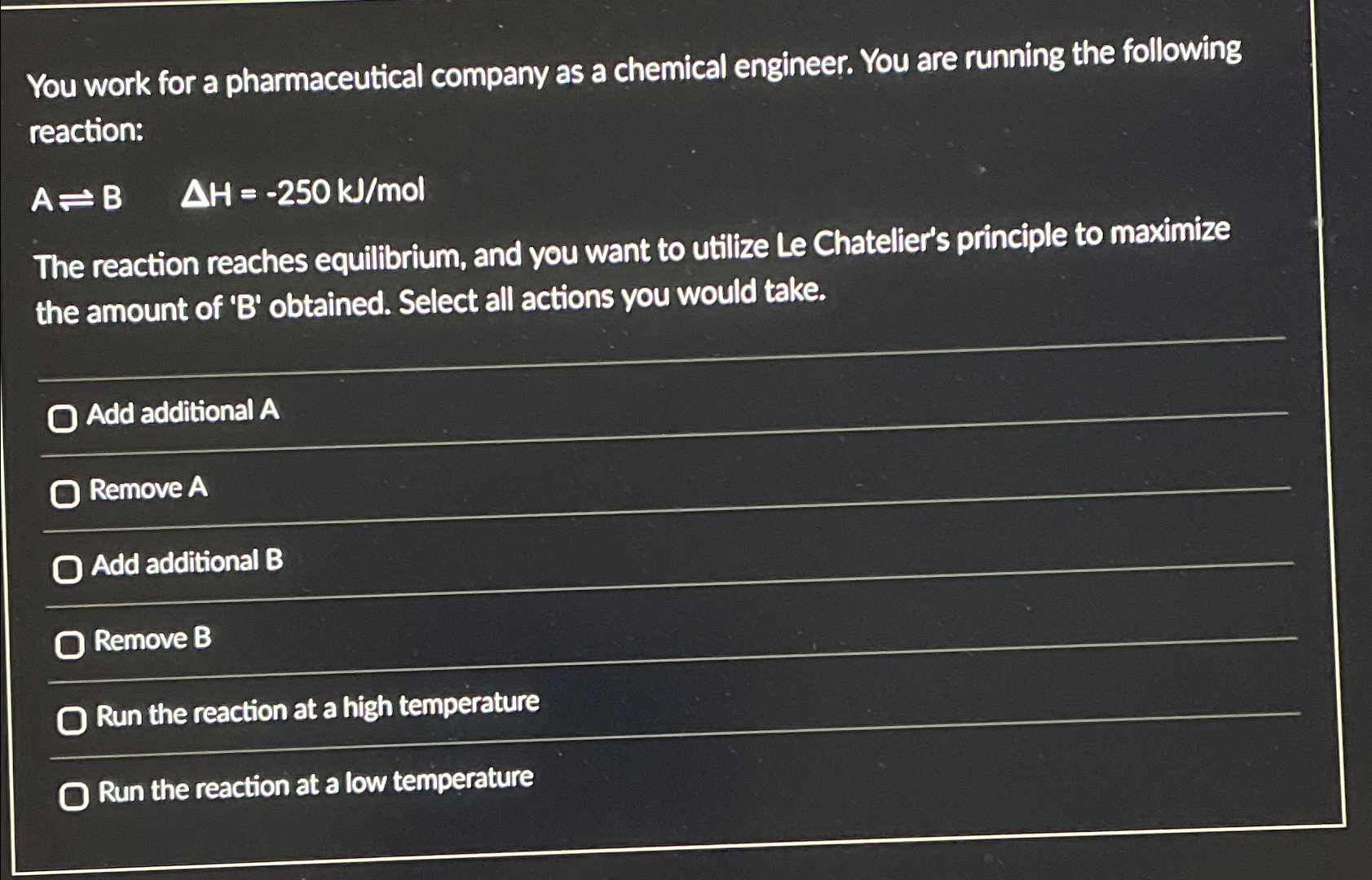 Solved You work for a pharmaceutical company as a chemical | Chegg.com
