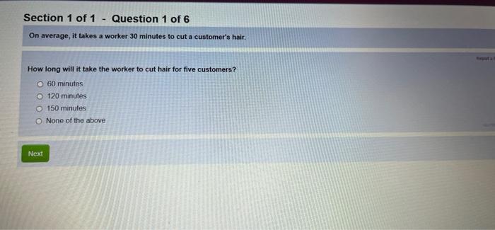 Solved Section 1 of 1 - Question 1 of 6 On average, it takes | Chegg.com