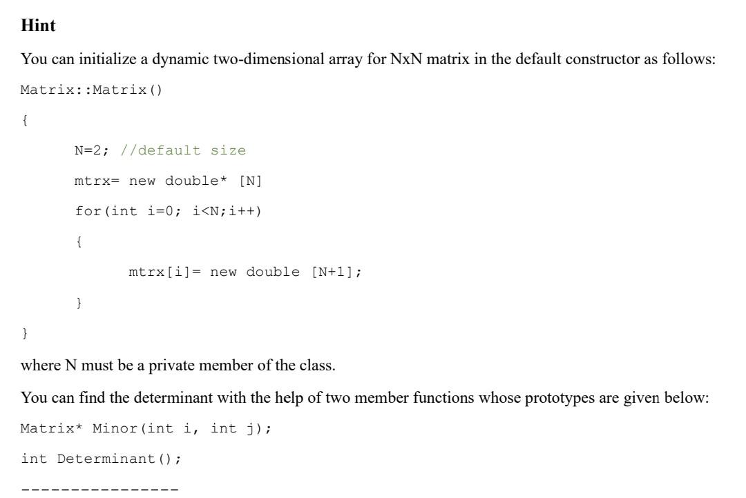 Solved In this project, we require you to create a "Matrix | Chegg.com