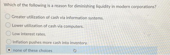 Solved Which of the following is a reason for diminishing | Chegg.com