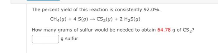 Solved The Percent Yield Of This Reaction Is Consistently | Chegg.com