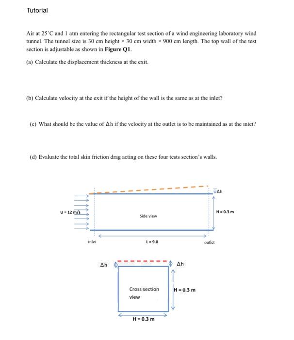 Solved Air at 25∘C and 1 atm entering the rectangular test | Chegg.com
