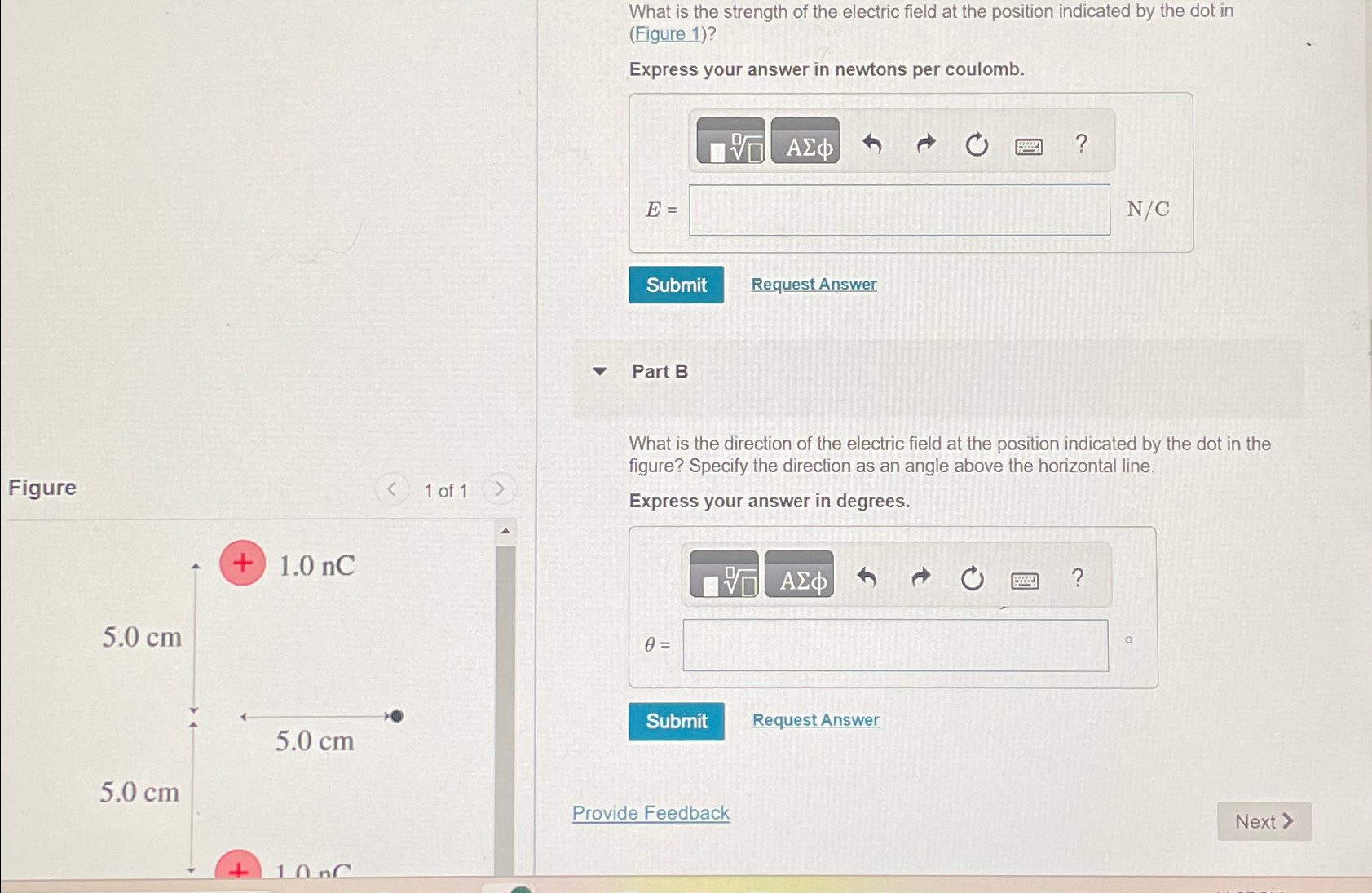 Solved What is the strength of the electric field at the | Chegg.com