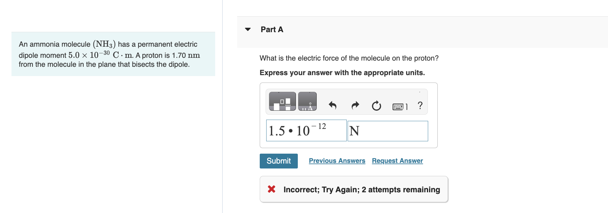 Solved Part AAn ammonia molecule (NH3) ﻿has a permanent | Chegg.com