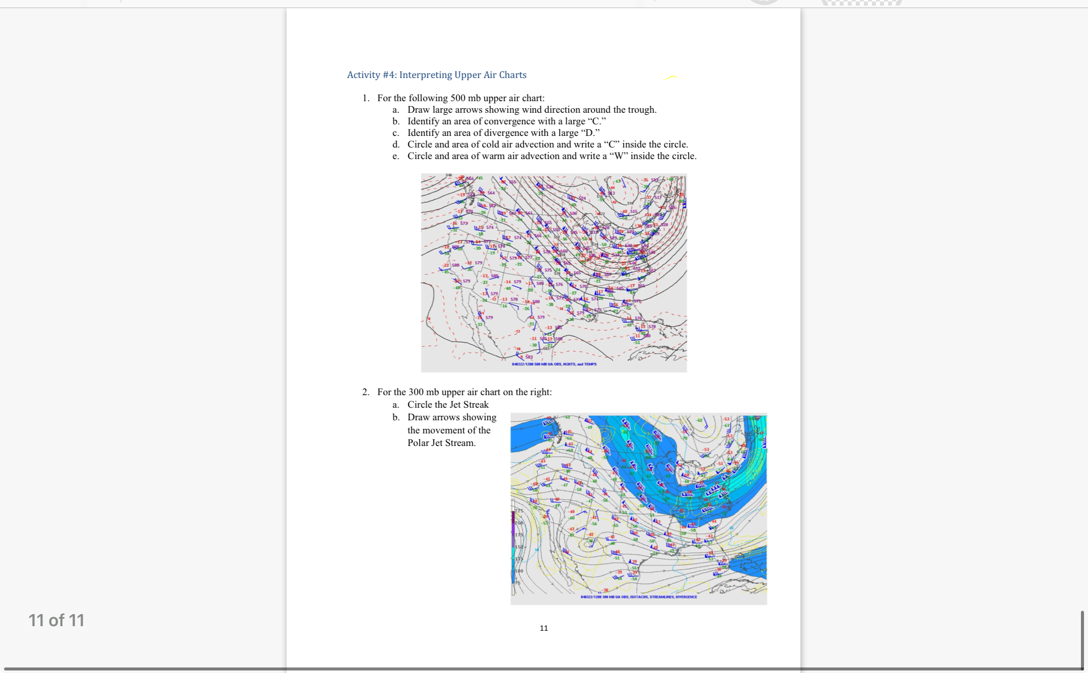 Solved Activity 4 Interpreting Upper Air ChartsFor the