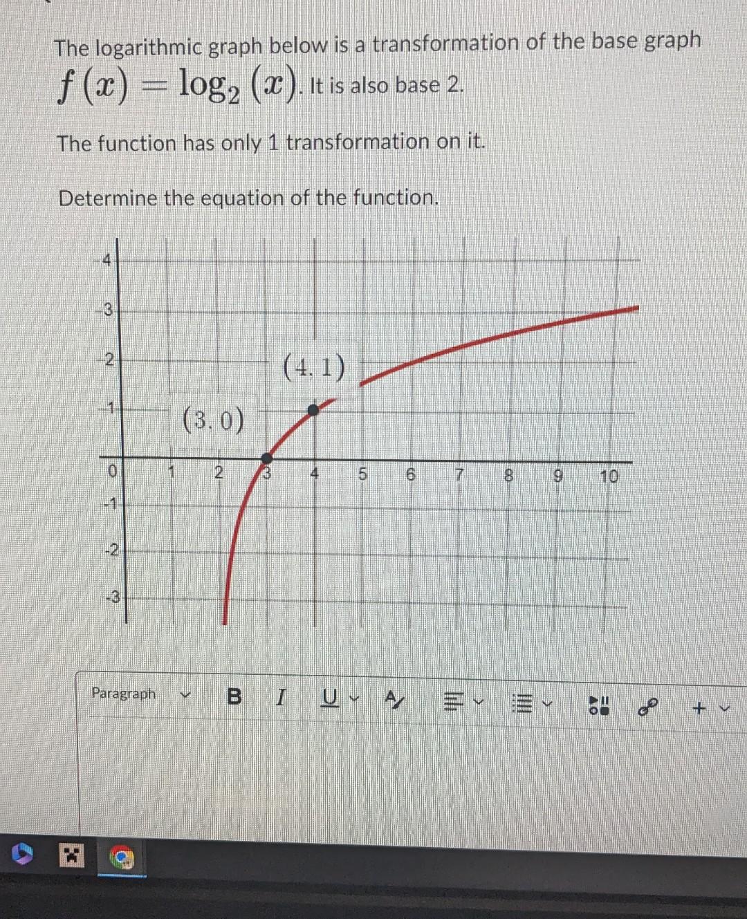 The logarithmic graph below is a transformation of | Chegg.com