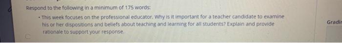 Solved Respond to the following in a minimum of 175 words: • | Chegg.com