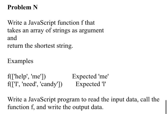 Solved Problem N N Write A JavaScript Function F That Takes | Chegg.com