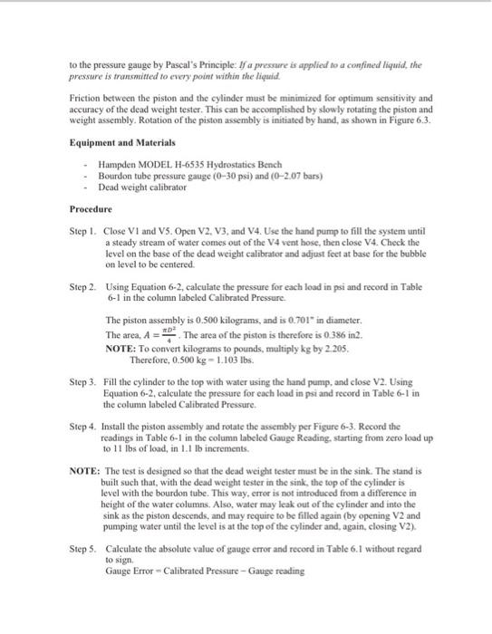 Solved EXPERIMENT No. 6 Calibration of bourdon tube pressure | Chegg.com