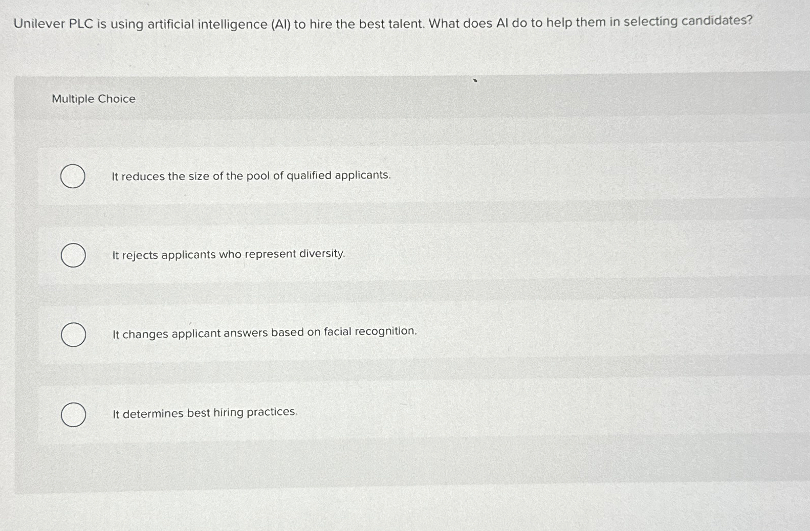 Solved Unilever PLC is using artificial intelligence (Al) | Chegg.com