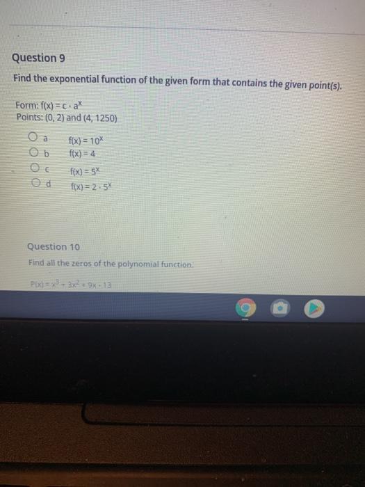 Solved Question 9 Find the exponential function of the given | Chegg.com