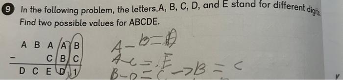 Solved (9) In the following problem, the letters, A, B, C, | Chegg.com