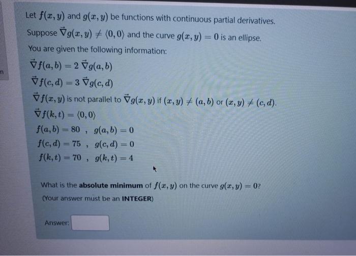 Solved Let F(x, Y) And G(x, Y) Be Functions With Continuous | Chegg.com