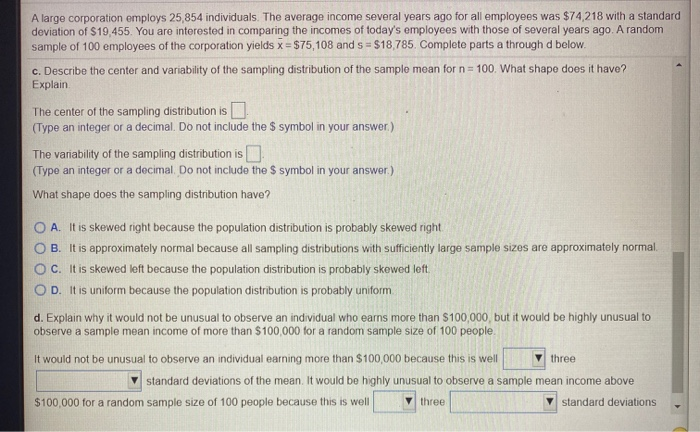 Solved A Large Corporation Employs 25,854 Individuals. The | Chegg.com