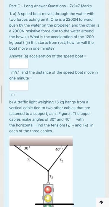 Solved PartLong Anwestions to Mars 1. a) A speed boat moves | Chegg.com