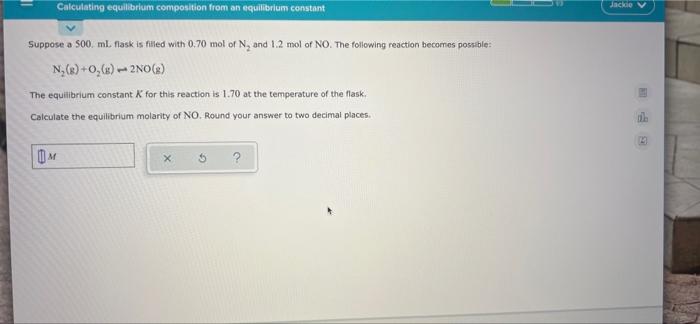 Solved Calculating equilibrium composition from an | Chegg.com