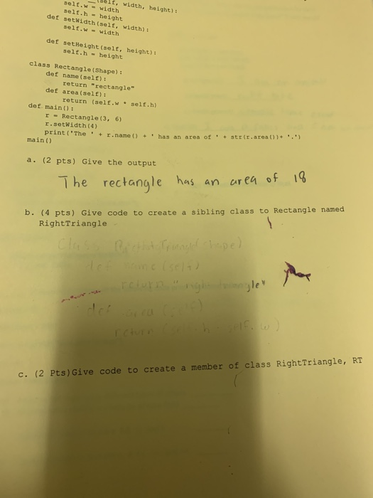 Solved 3. (8 points) Given the Python class below, (3) Given | Chegg.com