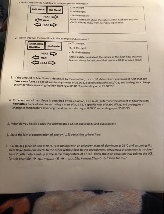 Solved 1. Which way will the heat flow in this example and | Chegg.com
