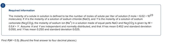 Solved Required Information The Molarity Of A Solute In