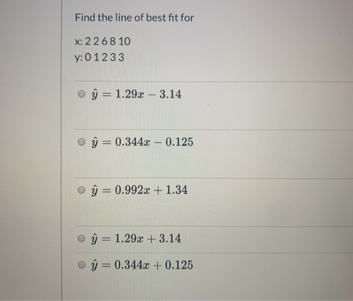 Solved Find E For The Five Point Data Set X 2 268 10 Y Chegg Com