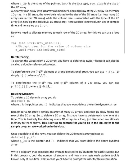 Solved B. Two-dimensional dynamic arrays In this program, | Chegg.com