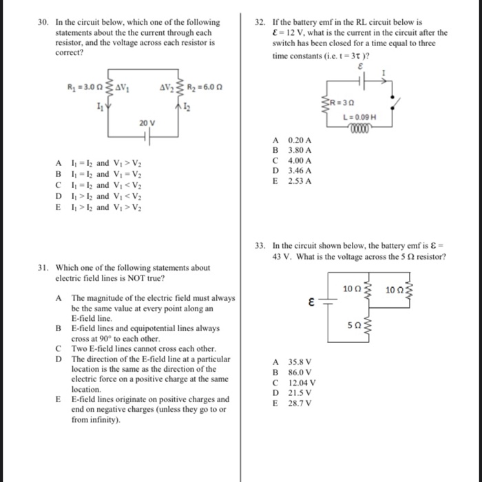 Solved 30. In the circuit below, which one of the following | Chegg.com