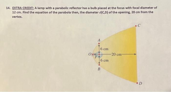 Solved 14. EXTRA CREDIT: A lamp with a parabolic reflector | Chegg.com