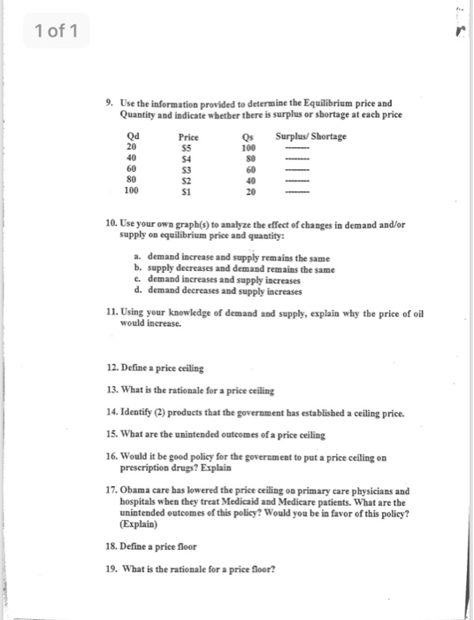 Solved 1 Of 1 9 Use The Information Provided To Determin