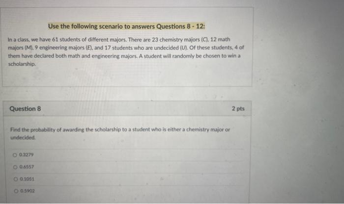 Solved Use The Following Scenario To Answers Questions Chegg Com