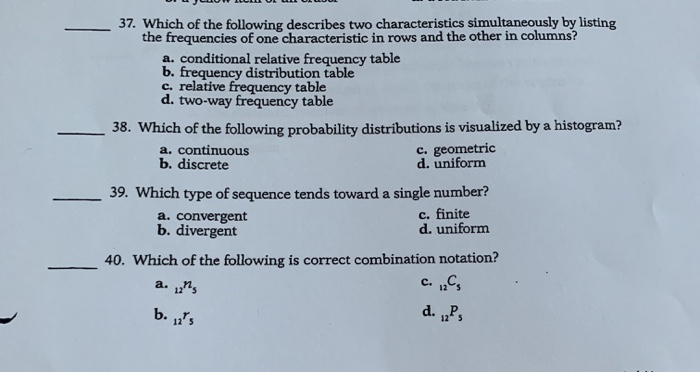 Solved 37. Which Of The Following Describes Two | Chegg.com