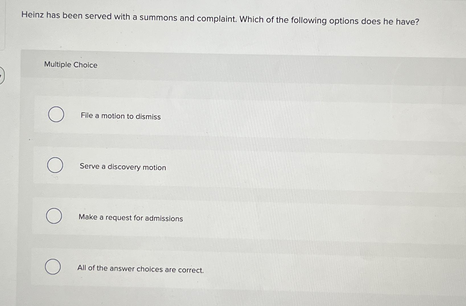 Solved Heinz has been served with a summons and complaint. | Chegg.com